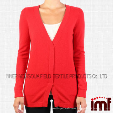 Latest Plain Fashion Lady's V Neck Wholesale Cashmere Cardigan